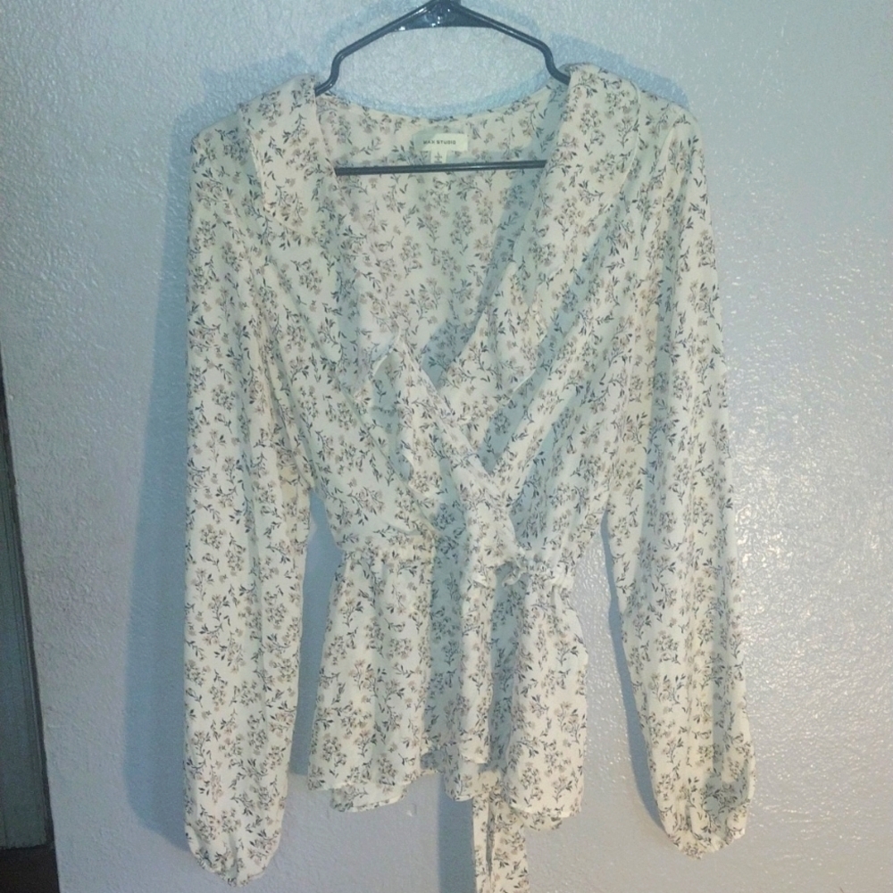 Floral Max Studio Faux Wrap Dress Top L